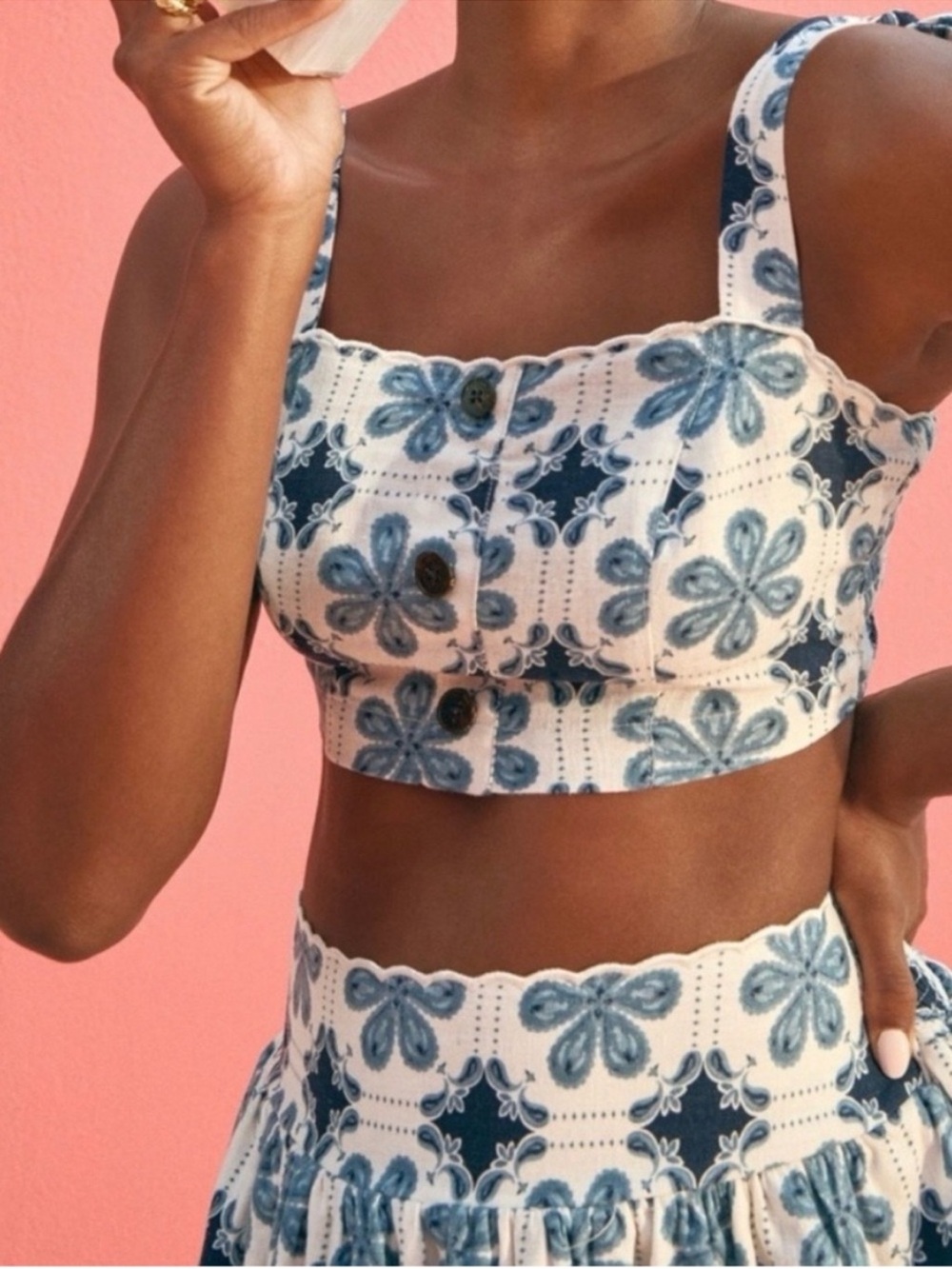 Agua Bendita @ Target Coral Tile Print Button-Front Tank Top